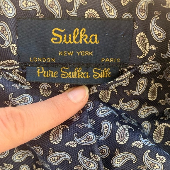 Sulka Navy Blue Paisley Dressing Gown/Robe - Picture 3 of 4